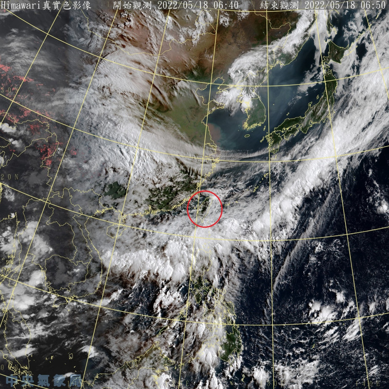 今天東北季風逐漸減弱，中部以北與東北部清晨天氣仍涼，東半部地區、基隆北海岸與恆春半島仍有局部短暫陣雨，其他地區則是多雲到晴。   圖：中央氣象局/提供