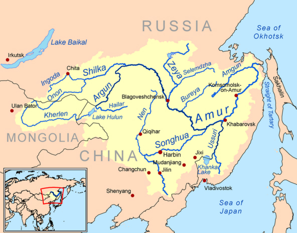 中國與俄羅斯共享黑龍江（又名Amur River）的兩岸，也希望能建起跨江大橋，縮短兩國聯絡道路的距離。   圖：翻攝維基網站