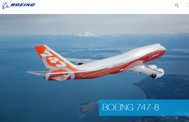 《華爾街日報》指出，即便是波音最新的747-8，也難逃訂單銳減的命運。   圖：翻攝波音公司官網