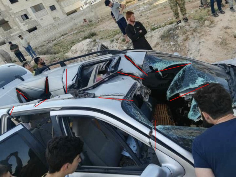 被R9X忍者飛彈精準打擊的ISIS-K車輛，多道利刃的割痕清晰可見。   圖:翻攝自羅正方臉書