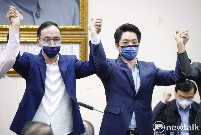 國民黨正式提名蔣萬安參選台北市長期間，朱立倫也透露，侯友宜將繼續擔任新北市長。   圖：張良一/攝