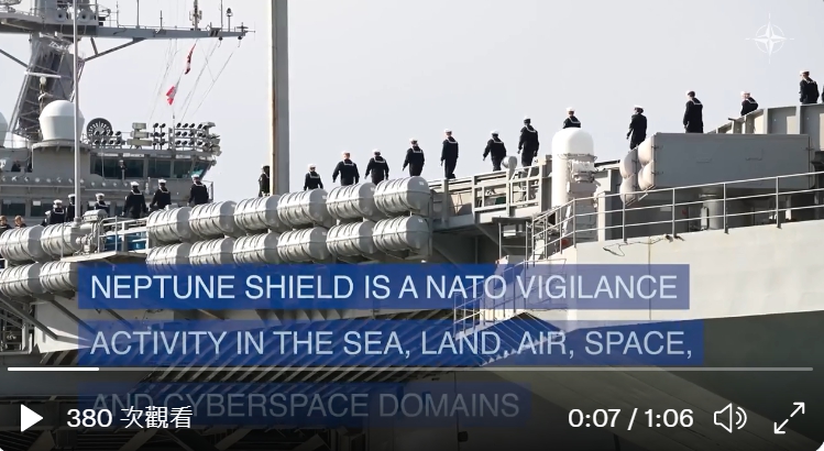 參與北約Neptune Shield 2022 海王星盾演習的海軍士兵。   圖 : 推特影片截圖