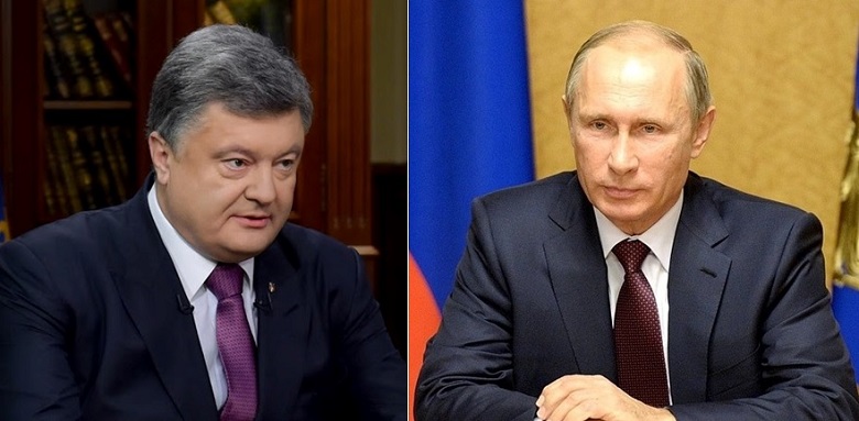 就在基輔和莫斯科緊張高升之際，烏克蘭總統波洛申科（左）11日表示，希望與俄羅斯總統普亭（右）對話。   圖：新頭殼合成照／翻攝普亭、波洛申科臉書