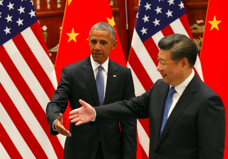 中國杭州舉辦的G20高峰會，中美雙方元首習近平與歐巴馬進行會晤。   圖：達志影像/美聯社資料照片 
