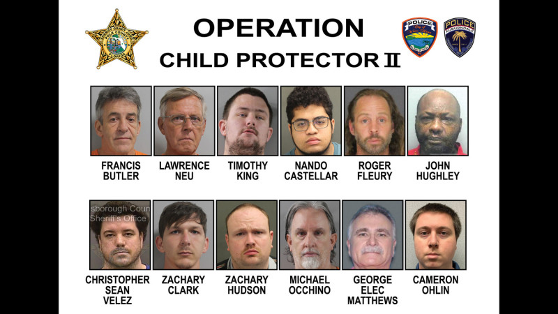 佛羅里達州波克郡（Polk County）警方抓到12名戀童犯。   圖：翻攝自Polk County Sheriff's Office