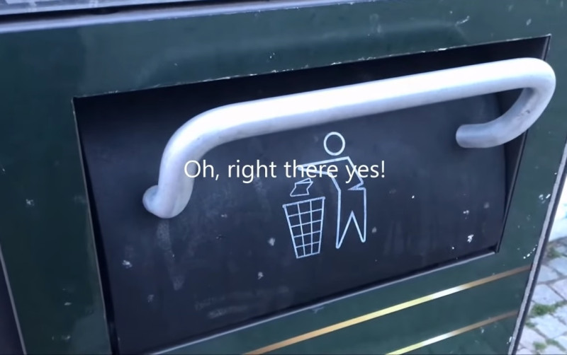 瑞典語音垃圾桶發出的呻吟聲，引發討論   圖：翻攝自YouTube