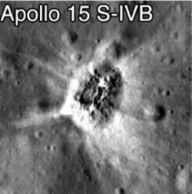 運載阿波羅15號火箭殘骸墜落月表形成的撞擊坑   圖：翻攝自NASA/GSFC/Arizona State University