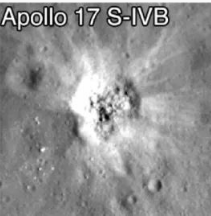 運載阿波羅17號火箭殘骸墜落月表形成的撞擊坑   圖：翻攝自NASA/GSFC/Arizona State University