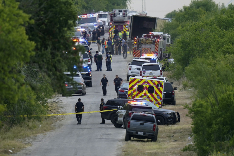 美國德州邊境貨櫃車上發現51具移民屍體。   圖：達志影像/美聯社