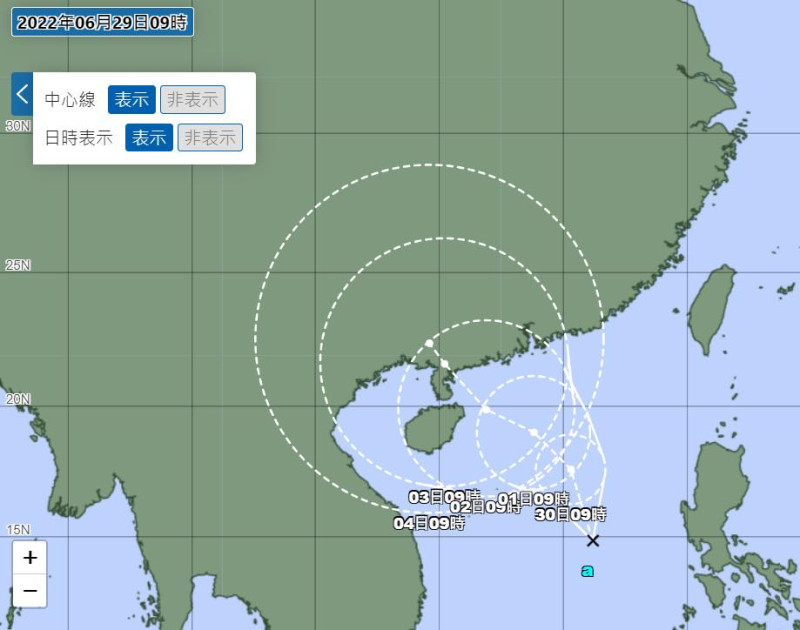 日本氣象廳將南海的熱帶擾動升級為熱帶低壓，預估24小時內成颱。   圖：翻攝自日本氣象廳