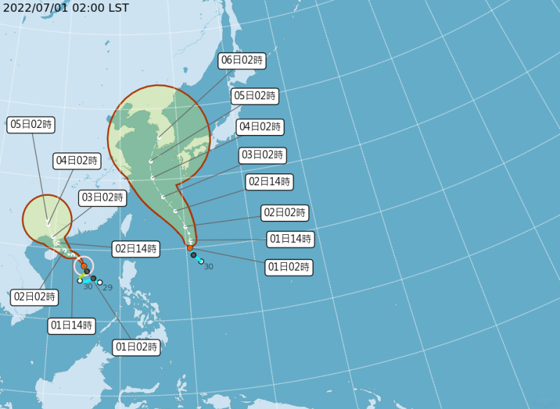 4號颱風艾利(右)於今日上午生成。   圖：中央氣象局／提供