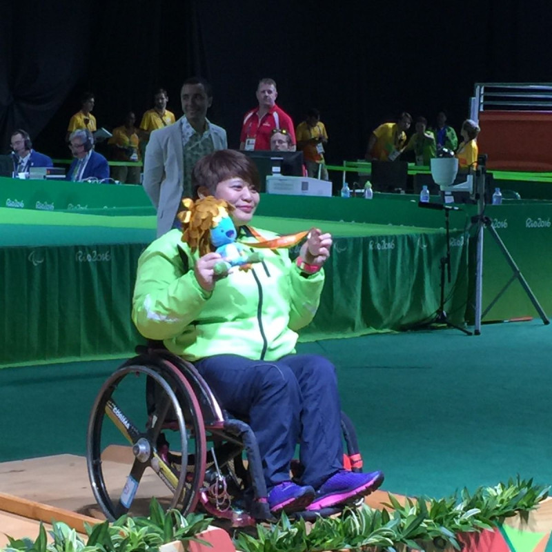 中華隊健力女將林資惠在里約帕運79公斤級賽事，一舉靠著131公斤成績拿下銅牌。   圖：體育署提供