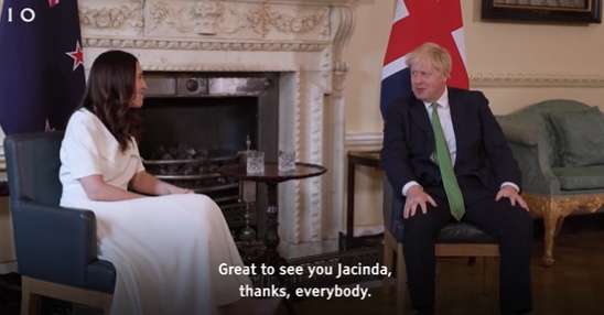 紐西蘭總理阿爾登前往倫敦訪問英國與首相強生。   圖/ Boris Johnson (@BorisJohnson)推特
