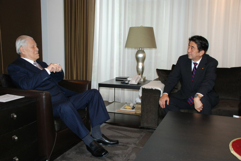 日本前首相安倍晉三訪台時與李前總統相見。      圖：李登輝基金會提供