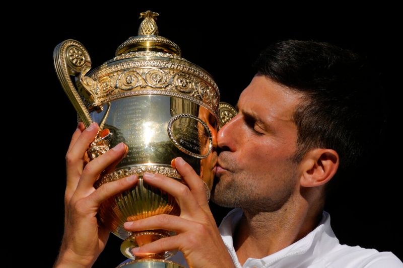 Novak Djokovic在溫布頓奪冠。   圖／美聯社／達志影像