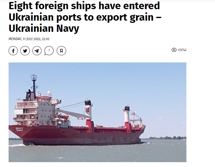 奪回蛇島後，烏克蘭糧食開始能藉由黑海－多瑙河運送出去   圖：翻攝自烏克蘭真理報