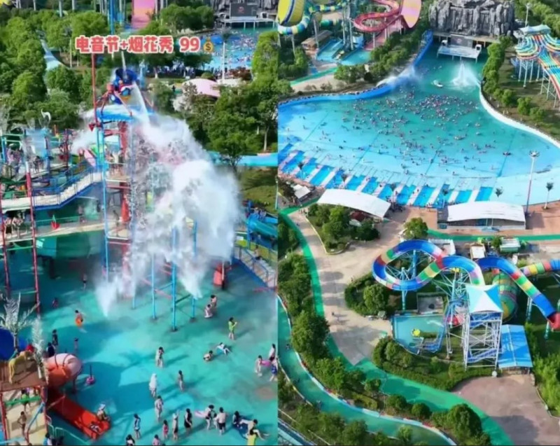 遊客指出，中國水樂園現場情況與廣告中景象天差地別。 圖：翻攝自《藍鯨財經》