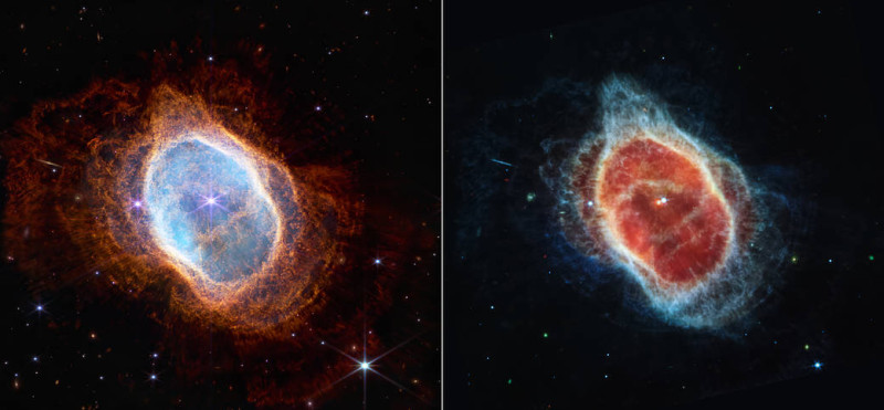 由韋伯太空望遠鏡所拍攝的南環狀星雲。   圖：擷取自NASA網頁