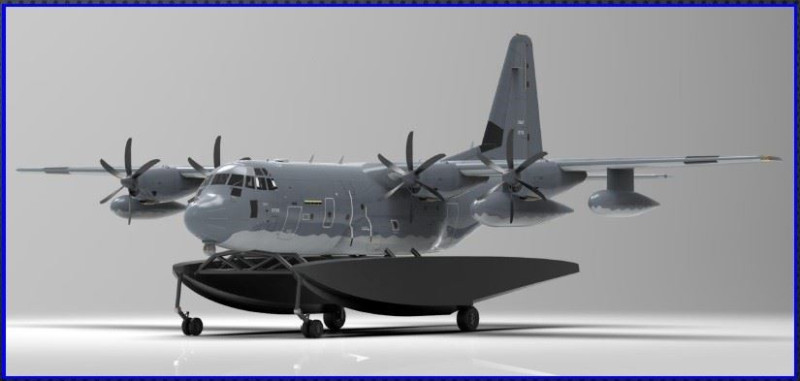 AFSOC 打算為 MC-130J 加裝大型浮筒，讓其能成為兩棲轟炸機。   圖：翻攝US Air Force