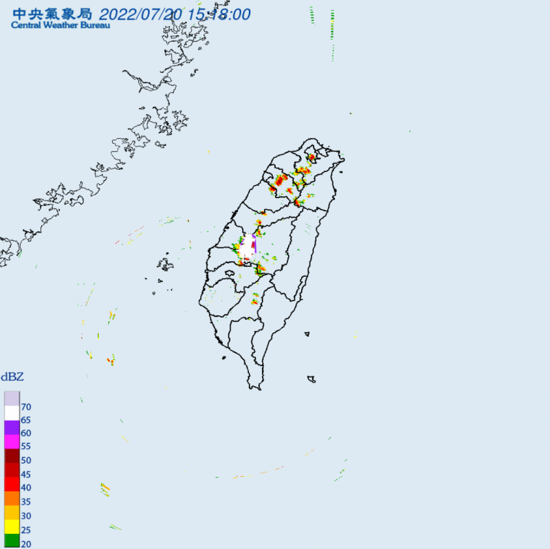 中央氣象局於下午發布大雷雨特報。   圖：翻攝自中央氣象局網站