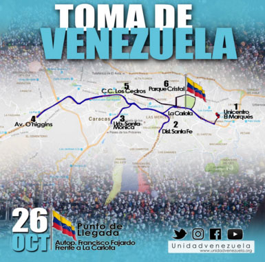委內瑞拉26日將發起「收購委內瑞拉」大遊行，抗議馬杜洛政府無能，造成民不聊生。   圖：翻攝民主團結平台推特