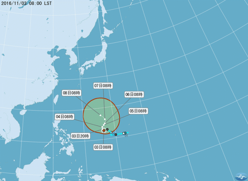 3日上午，今年第23號颱風「米雷」形成，未來是否會影響台灣，仍有待觀察。   圖：翻攝自中央氣象局