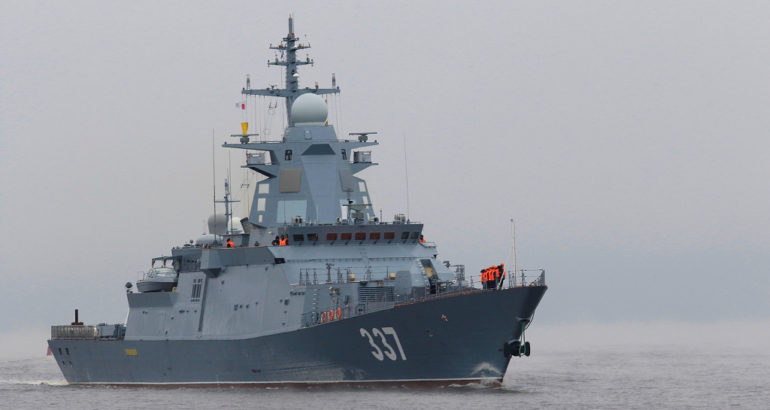 俄羅斯東部軍區太平洋艦隊發布消息稱，新型轟鳴級護衛艦「轟鳴」號進駐儀式將於堪察加邊疆區維柳欽斯克（Vilyuchinsk）舉行。   圖：取自俄羅斯聯邦國防部
