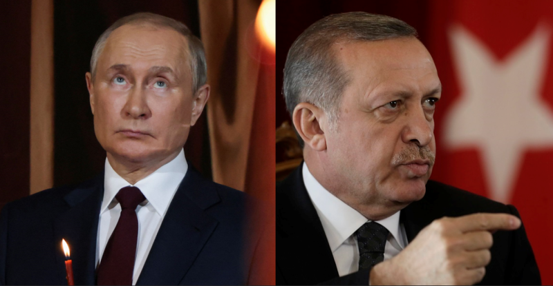 俄羅斯總統普丁（Vladimir Putin）與土耳其總統艾爾段（Recep Erdogan）。（資料照，合成圖）   圖：路透社、美聯社