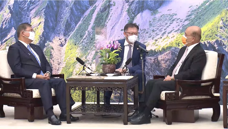 行政院長蘇貞昌今（28）天下午接見訪台的日本跨黨派國會議員。   圖：擷自直播畫面