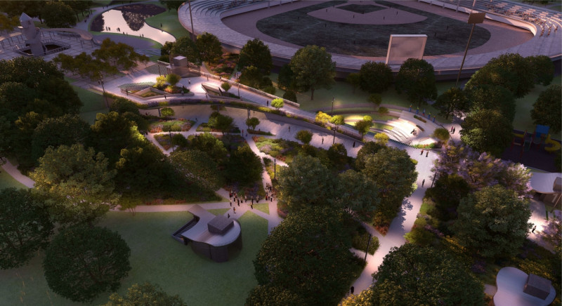 新莊運動公園地下停車場模擬圖。   圖：新北市交通局提供
