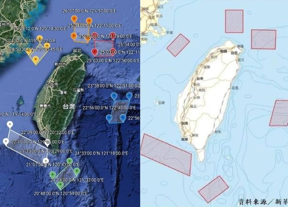 解放軍宣布於4日12時至7日12時，在台灣周邊六點海域和空域進行軍事演訓行動，並組織實彈射擊。   圖：新頭殼合成（資料照）