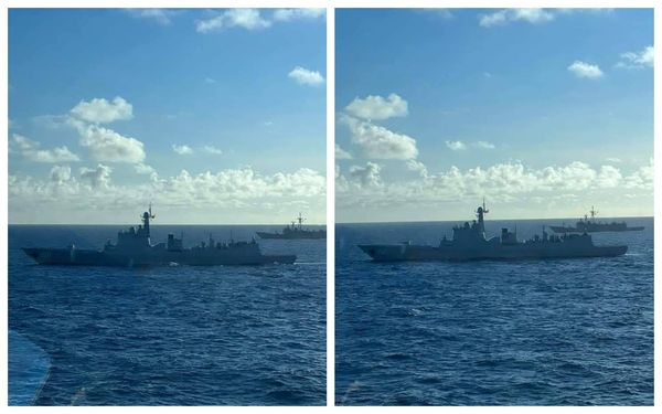 網友披露，在高雄港西南外海，拍攝到成功級艦監偵共艦的照片。（資料照）   圖：翻攝記者爆料網
