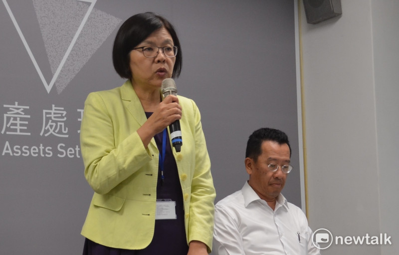 黨產會發言人施錦芳(圖左)表示，16日的預備聽證，將釐清中影、中廣是否為國民黨附隨組織。   圖：柯昱安/攝