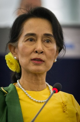 前緬甸領導人翁山蘇姬。   圖:翻攝自維基百科