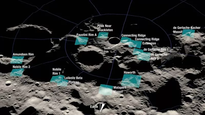 美國太空總署(NASA)公布 13 處登月候選地點。   圖：翻攝自NASA