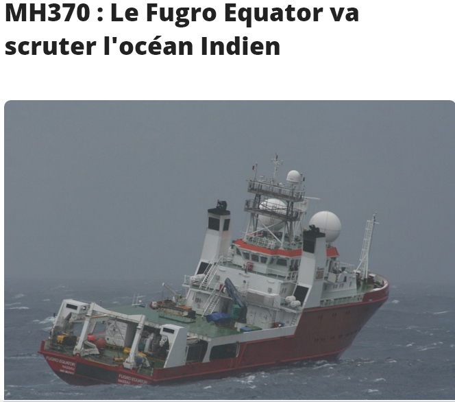 荷蘭籍船隻赤道號出發前往印度洋，再次搜尋失蹤2年多的馬航MH370班機，很可能是最後一次的搜尋任務。   圖：翻攝Zinfos974