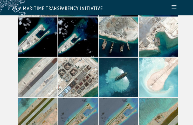 根據美國智庫11月拍攝的衛星照片顯示，永暑礁上的軍事建設相當充足。   圖：翻攝亞洲海事透明倡議官網