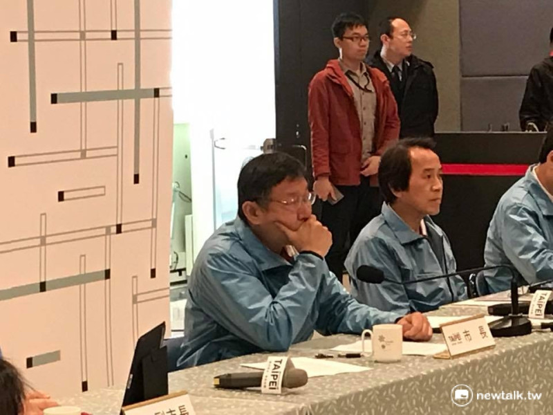 台北市長柯文哲20日上午出席「就職兩週年記者會」。   圖：呂佳峻/攝