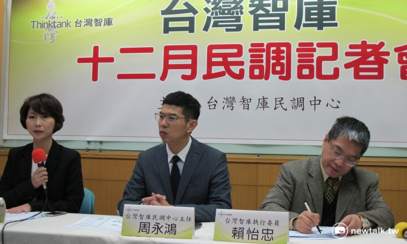 台灣智庫27日上午舉行「12月民調記者會」。   圖：林朝億/攝