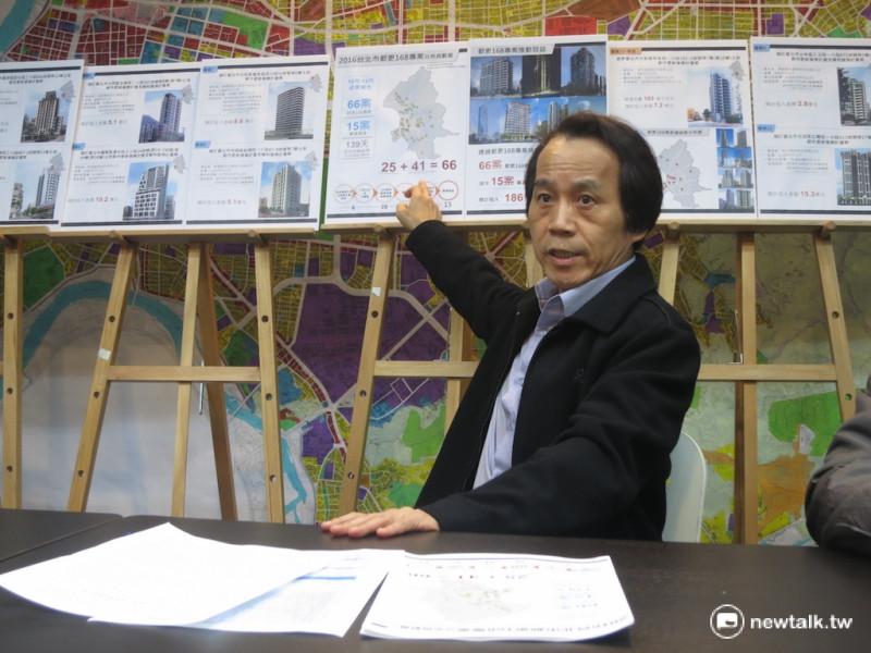 台北市副市長林欽榮表示，截至23日止，全市376件都更共有66件由168專案處理，其中有15件審議通過，顯示專案有實質效果，令人「振奮」。   圖：呂佳峻/攝