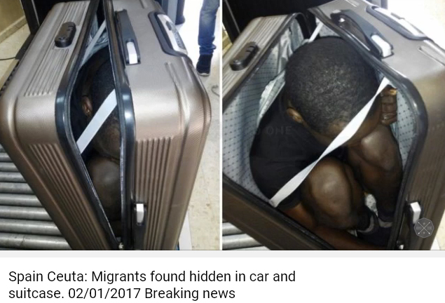 1名19歲非洲男子藏身行李箱中企圖闖關，遭到西班牙海關攔截。   圖：翻攝You Tube/Zero One