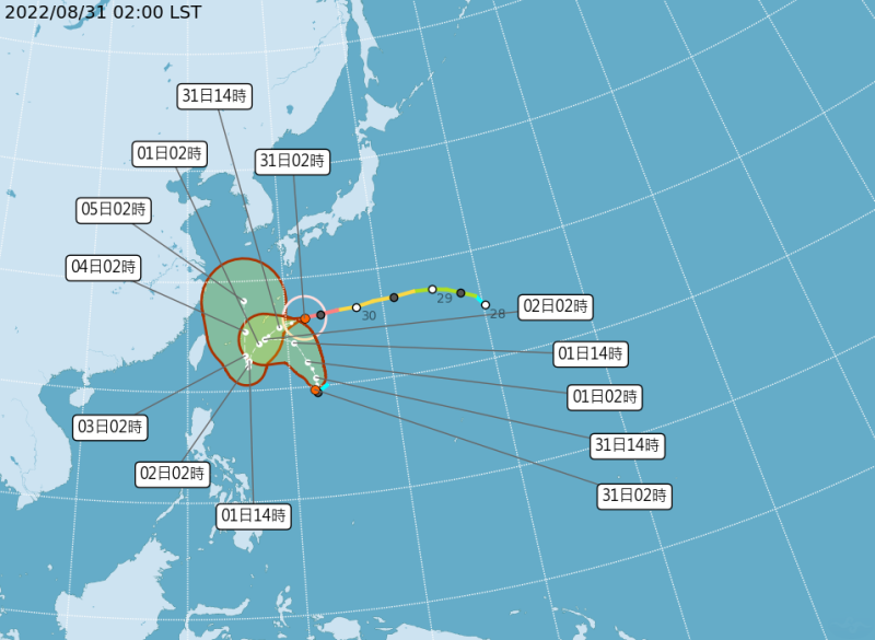 最新颱風路徑。   圖：中央氣象局／提供