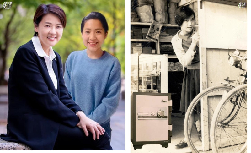 台北市長參選人黃珊珊（左圖）的年輕照片令網友驚奇，而涉貪的宜蘭縣長林姿妙（右圖）年輕的清秀照片左下方，多了一個保險櫃。   圖：翻攝自台灣迷因taiwan meme臉書/新頭殼合成