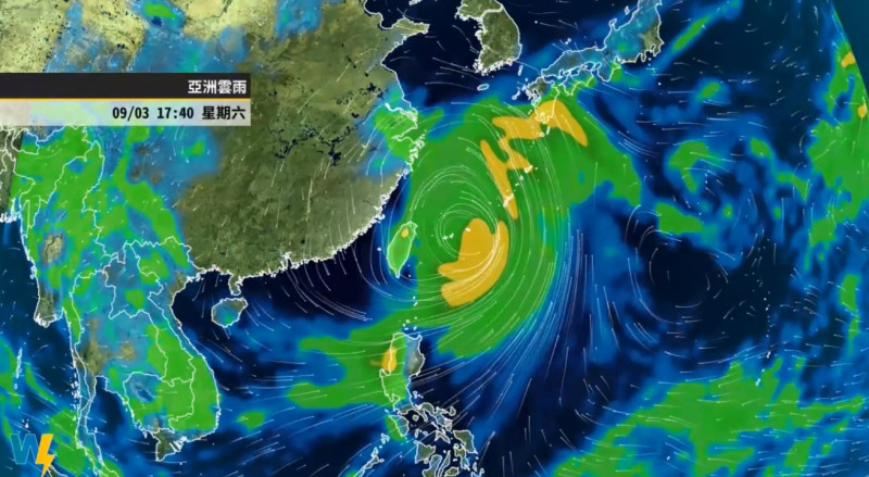 軒嵐諾颱風9/3最靠近台灣，到時全台將有明顯雨勢。   圖：取自天氣風險公司臉書