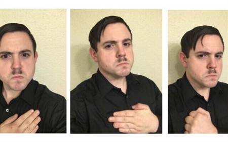 30歲男子蒂莫西·黑爾·庫薩內利，是名種族主義者，喜歡裝扮成希特勒模樣。   圖：翻攝自美國國防部