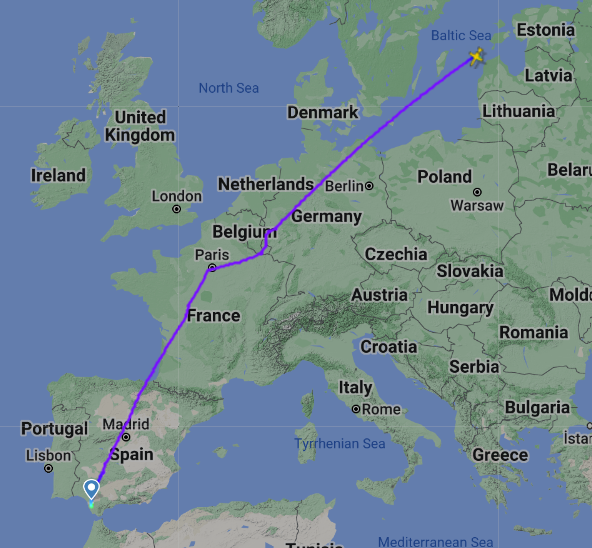該架私人飛機偏離航線，引起歐洲各國高度關注。   圖：翻攝自推特@flightradar24