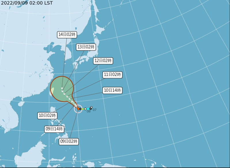 梅花颱風有增強為中度颱風的趨勢。    圖/中央氣象局