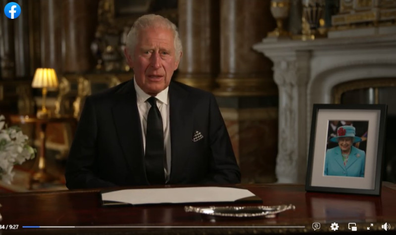 繼承王位的查爾斯三世國王（King Charles III）9日首度發表全國演說，   圖：翻攝The Royal Family臉書