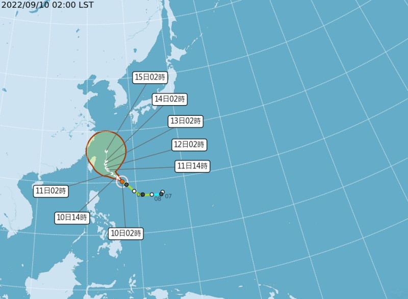 第12輕度颱風「梅花」週日至下週四在台灣東方海面緩慢移動。   圖/中央氣象局