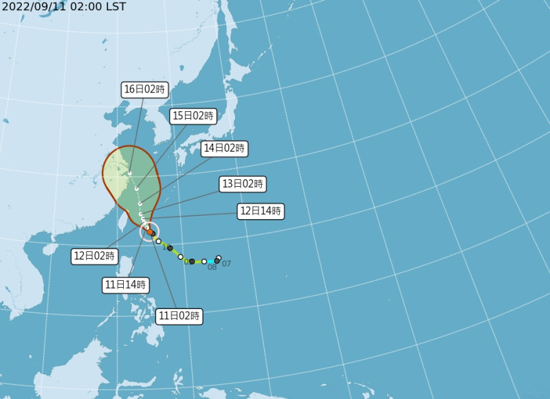 「梅花」颱風預計將影響台灣到星期三。   圖/中央氣象局